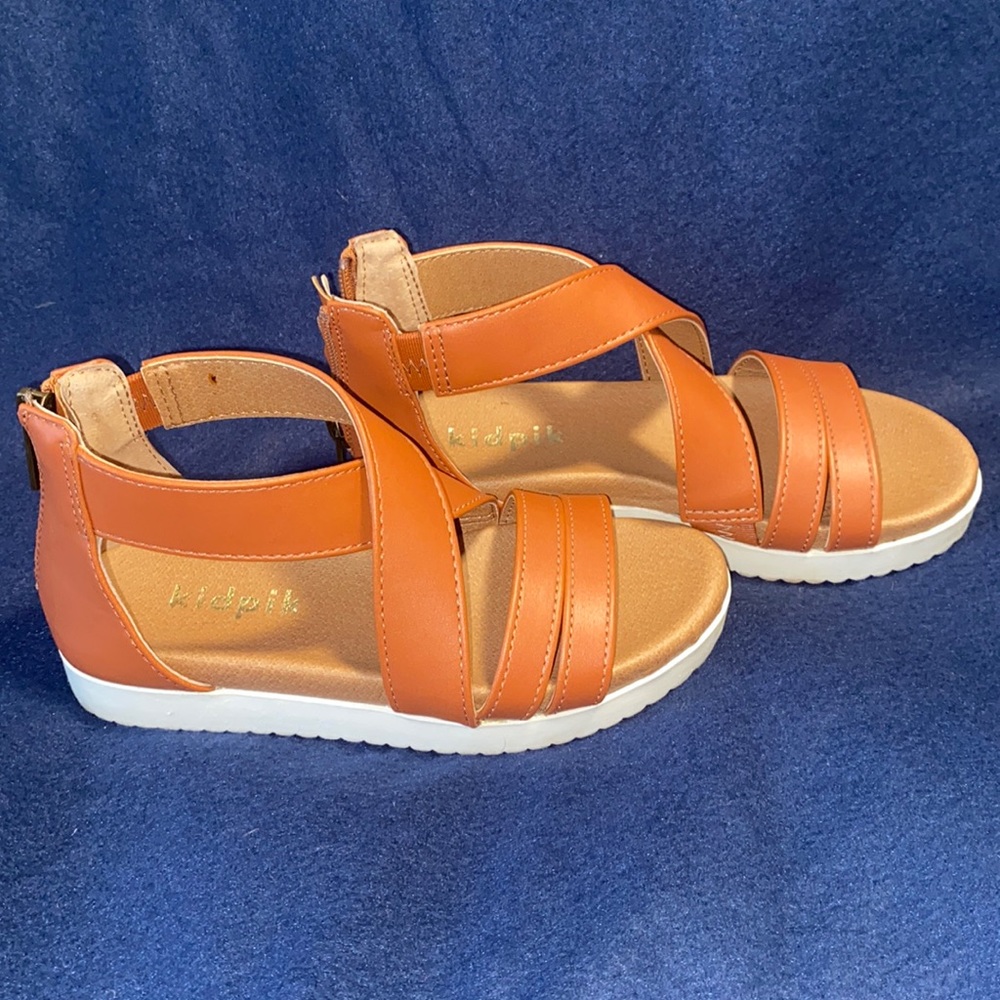 Kidpik brown gladiator sandals 13 zip back closure rubber grip sole